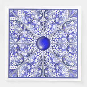 Serviette En Papier Bleu de dentelle en céramique de Grèce