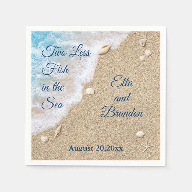Serviette En Papier Bleu Deux poissons en moins dans la mer (Devant)