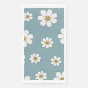 Serviette En Papier Bleu d'oeuf de canard avec Motif de marguerites