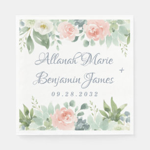 Serviette En Papier Bleu Duisier Bleu Succulent Jardin Floral Mariage
