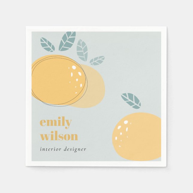 Serviette En Papier Bleu Dusky Cute Orange Abstrait Gras Citrus Fruité (Devant)