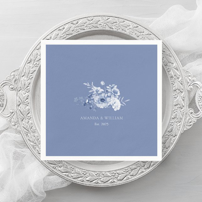 Serviette En Papier Bleu Dusty "Est. Serviettes Mariages 2025 pouces (Créateur téléchargé)