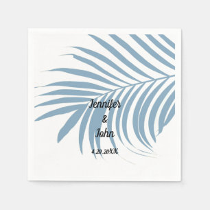 Serviette En Papier Bleu Dusty Tropical Palm Tree feuille mignonne Mar