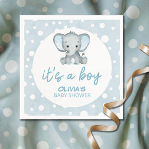 Serviette En Papier Bleu Eléphant mignon C'est un Baby shower garçon