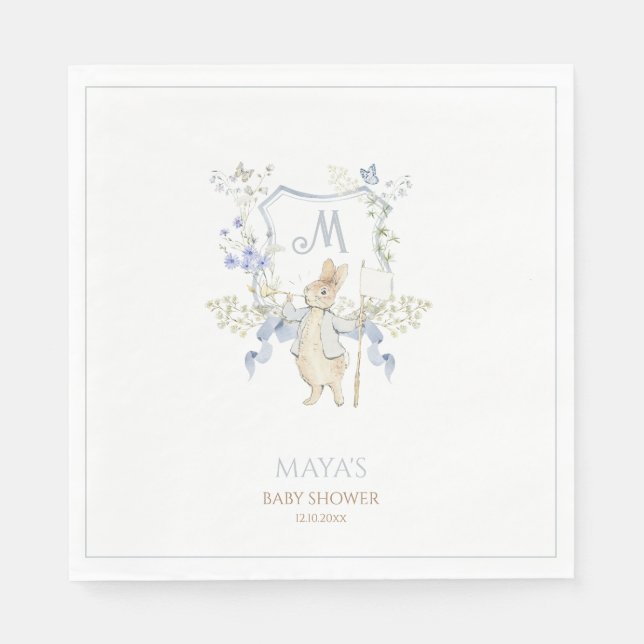 Serviette En Papier Bleu En vichy Peter le Baby shower Rabbit MUTED BL (Devant)