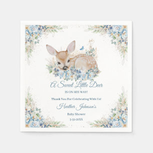 Serviette En Papier Bleu et beige Baby shower aux cerfs
