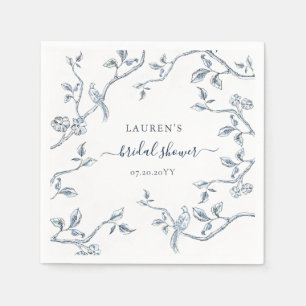 Serviette En Papier Bleu et blanc Fête des mariées de toile française