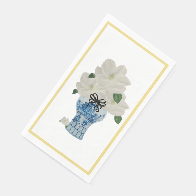 Serviette En Papier Bleu et blanc peint à la main Ginger Jar (Coin)