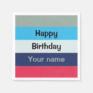 Serviette En Papier Bleu Et Bourgogne Joyeux Anniversaire