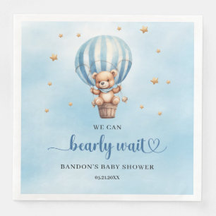 Serviette En Papier Bleu et marron On peut attendre l'ours en peluche