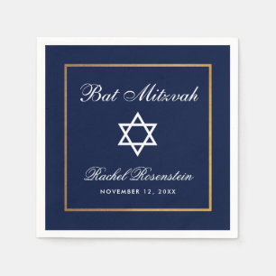 Serviette En Papier Bleu et or bat mitzvah