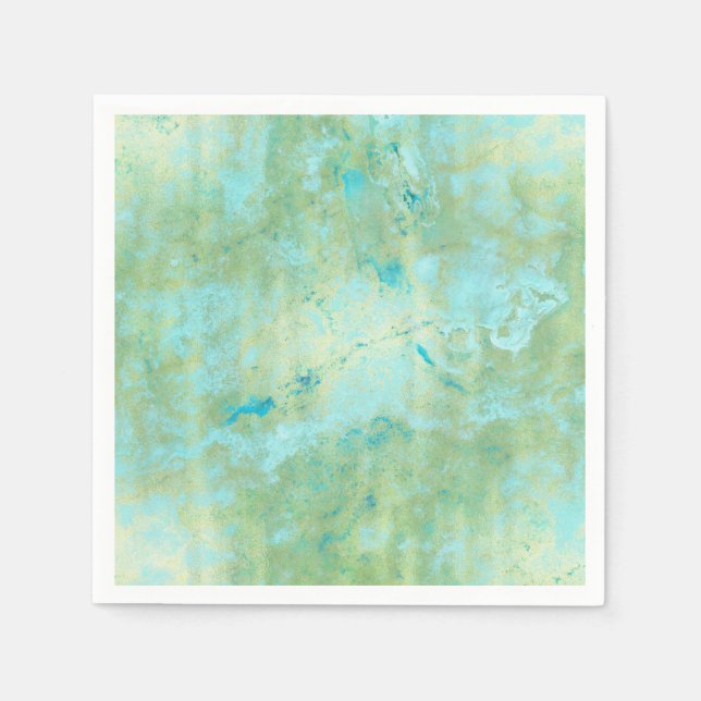 Serviette En Papier Bleu et or Marbré moderne Abstrait marbre éclabous (Devant)