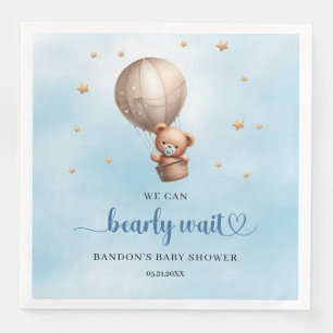 Serviette En Papier Bleu et or Nous pouvons attendre l'ours en peluche