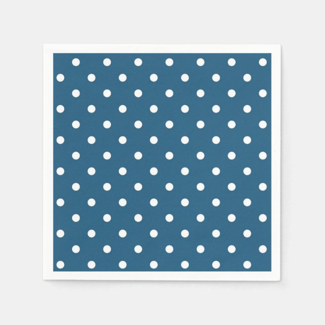 Serviette En Papier Bleu foncé avec Pois (Devant)
