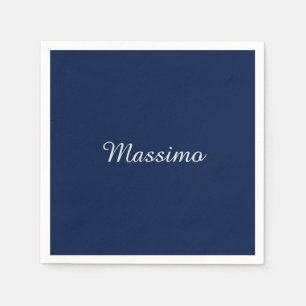 Serviette En Papier Bleu foncé Élégant Casual Propre Nom Écriture manu