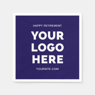 Serviette En Papier Bleu foncé et blanc logo d'entreprise Bonne retrai