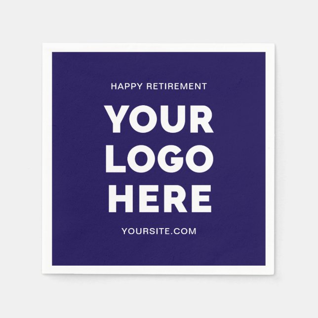 Serviette En Papier Bleu foncé et blanc logo d'entreprise Bonne retrai (Devant)