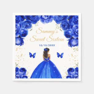 Serviette En Papier Bleu foncé Peau foncée Princesse Sweet sixteen