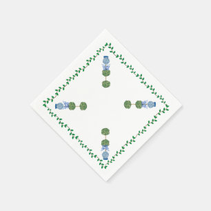 Serviette En Papier Bleu Ginger Jars Jar Topiary Vine Cloche Napkin