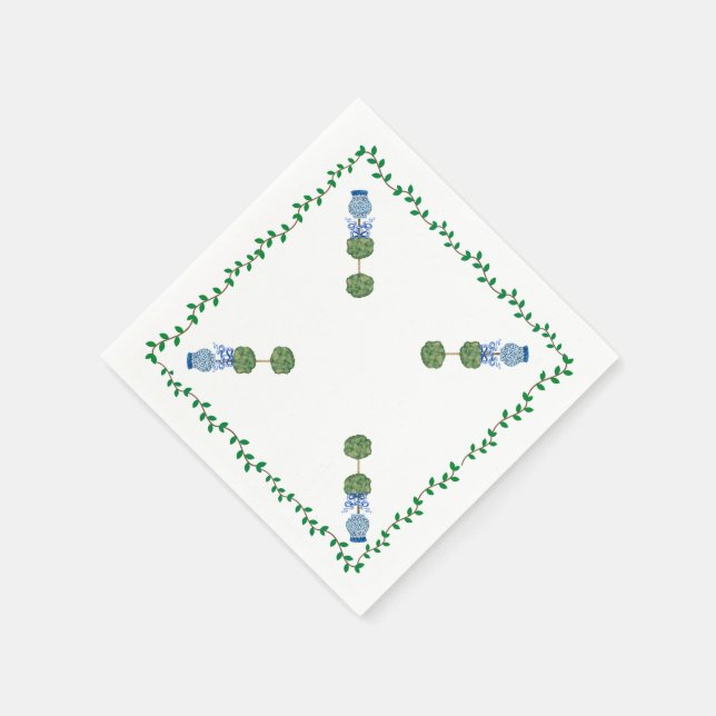 Serviette En Papier Bleu Ginger Jars Jar Topiary Vine Cloche Napkin (Coin)