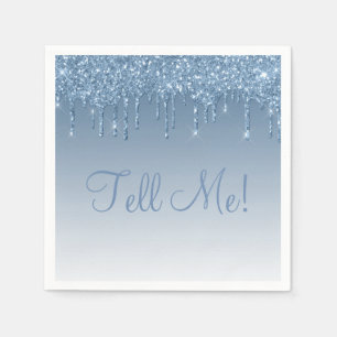 Serviette En Papier Bleu glacé Élégant Script Glam Parties scintill