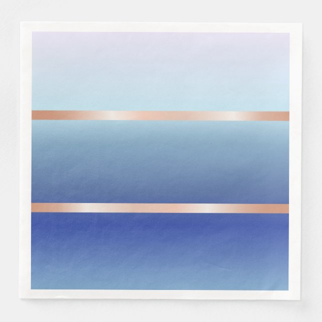 Serviette En Papier Bleu Grille Or rose (Devant)