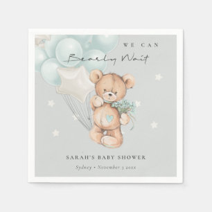 Serviette En Papier Bleu gris Baby shower à ballon à oreille d'attente