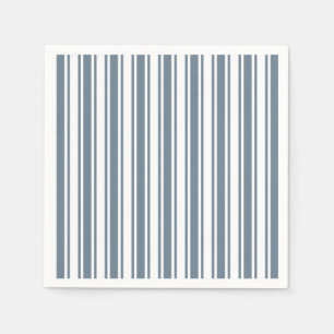 Serviette En Papier Bleu gris et blanc rayures de bonbons