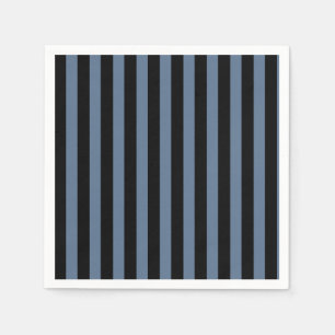 Serviette En Papier Bleu gris et noir rayures