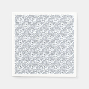 Serviette En Papier Bleu mandala vagues motif sur fond blanc