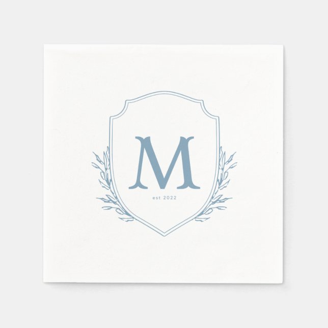 Serviette En Papier Bleu Mariage Crest Cocktail Napkins (Devant)