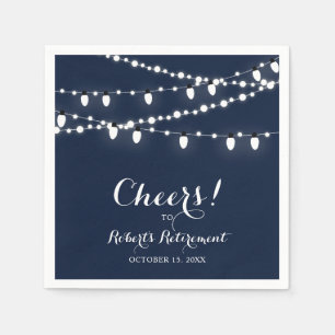 Serviette En Papier Bleu Marine   Élégante Fête de Retraite Classique