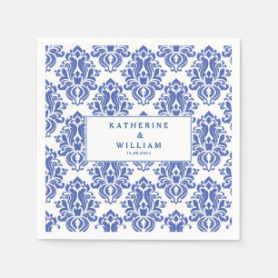 Serviette En Papier Bleu méditerranéen et carrelage blanc vintage moti