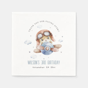 Serviette En Papier Bleu mignon Voler au-dessus de Teddy Animal Plane 