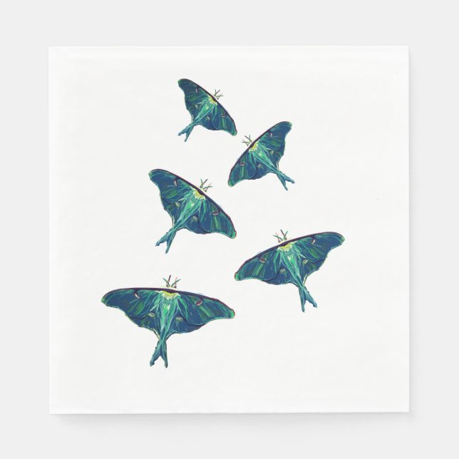 Serviette En Papier Bleu Moths Papillon dessin d'art