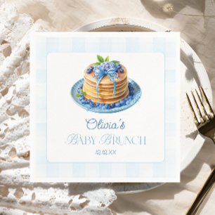 Serviette En Papier Bleu mou Pancake Baby Brunch Baby shower