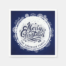 Bleu Nuit & Blanc Élégant Minimal Joyeux Noël