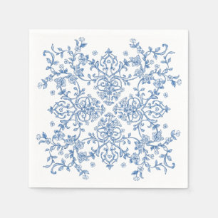Serviette En Papier Bleu Ornate Grace Victorian Boho Floral Mariage
