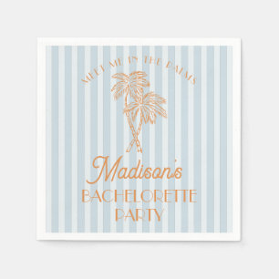 Serviette En Papier Bleu Palm Spring Pastel Plage Enterrement de Vie d