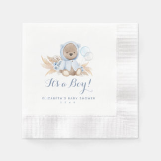 Serviette En Papier Bleu Pampas Grass Boho Baby shower Ours Naples