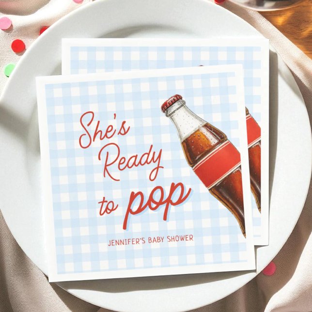 Serviette En Papier Bleu Prêt À Pop Soda Pop Baby shower Cola (Créateur téléchargé)