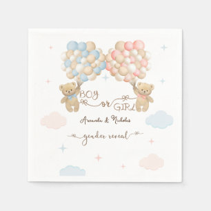 Serviette En Papier Bleu rose Garçon Fille Ours Ballons Révélation de