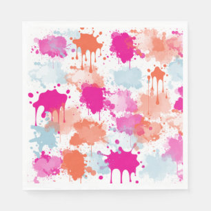 Serviette En Papier Bleu rose orange Abstrait Peinture