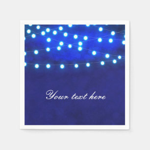 Serviette En Papier Bleu Rustique Night String Lumières Mariage servie