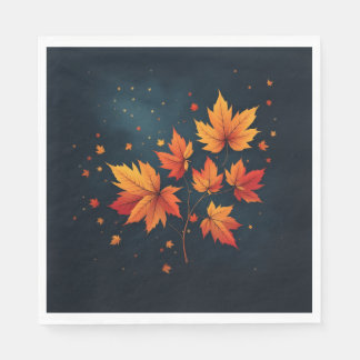 Serviette En Papier Bleu saisonnier Automne Feuilles festifs