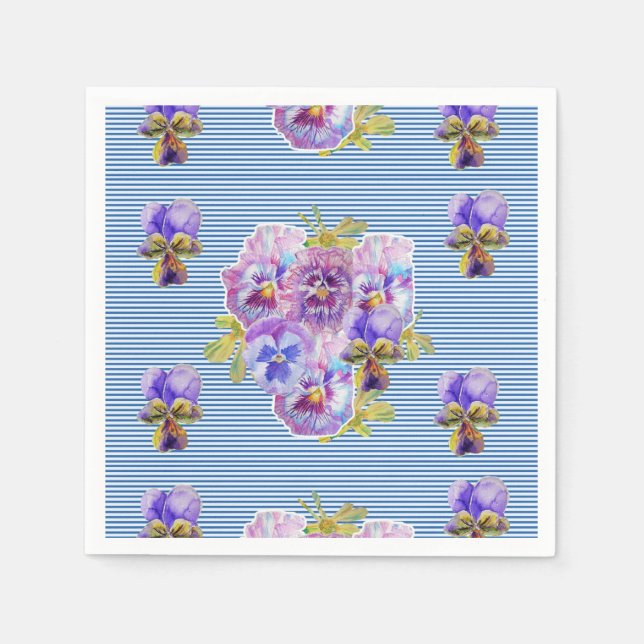 Serviette En Papier Bleu Shabby Chic floral Serviette serviettes (Devant)