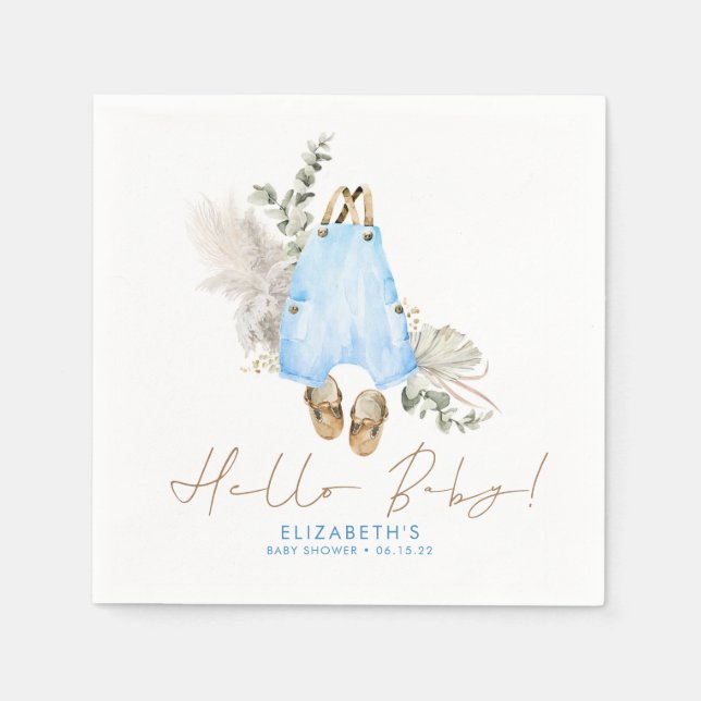 Serviette En Papier Bleu simple et Baby shower Brown (Devant)