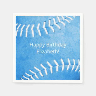 Serviette En Papier Bleu softball fête d'anniversaire personnalisée