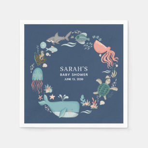 Serviette En Papier Bleu sous le Baby shower de mer serviettes
