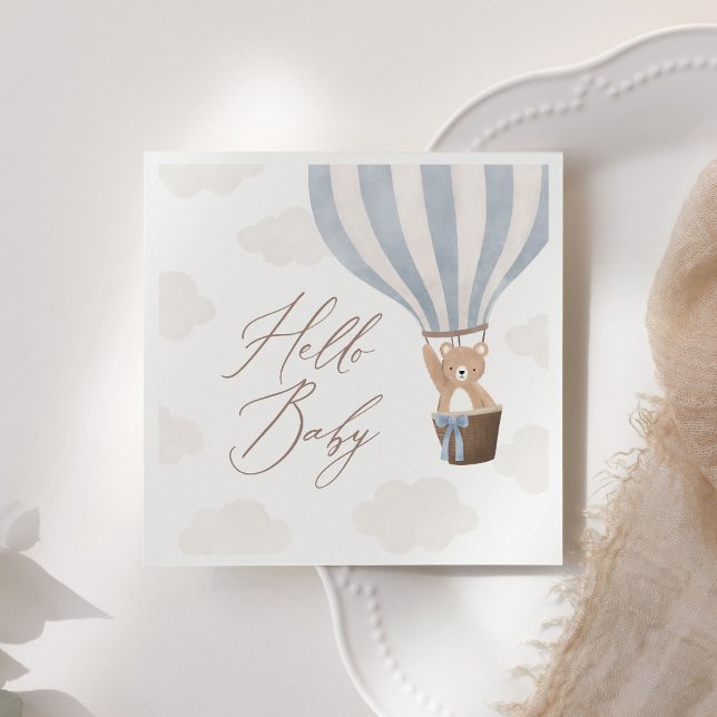 Serviette En Papier Bleu Teddy Bear Baby shower à air chaud (Créateur téléchargé)